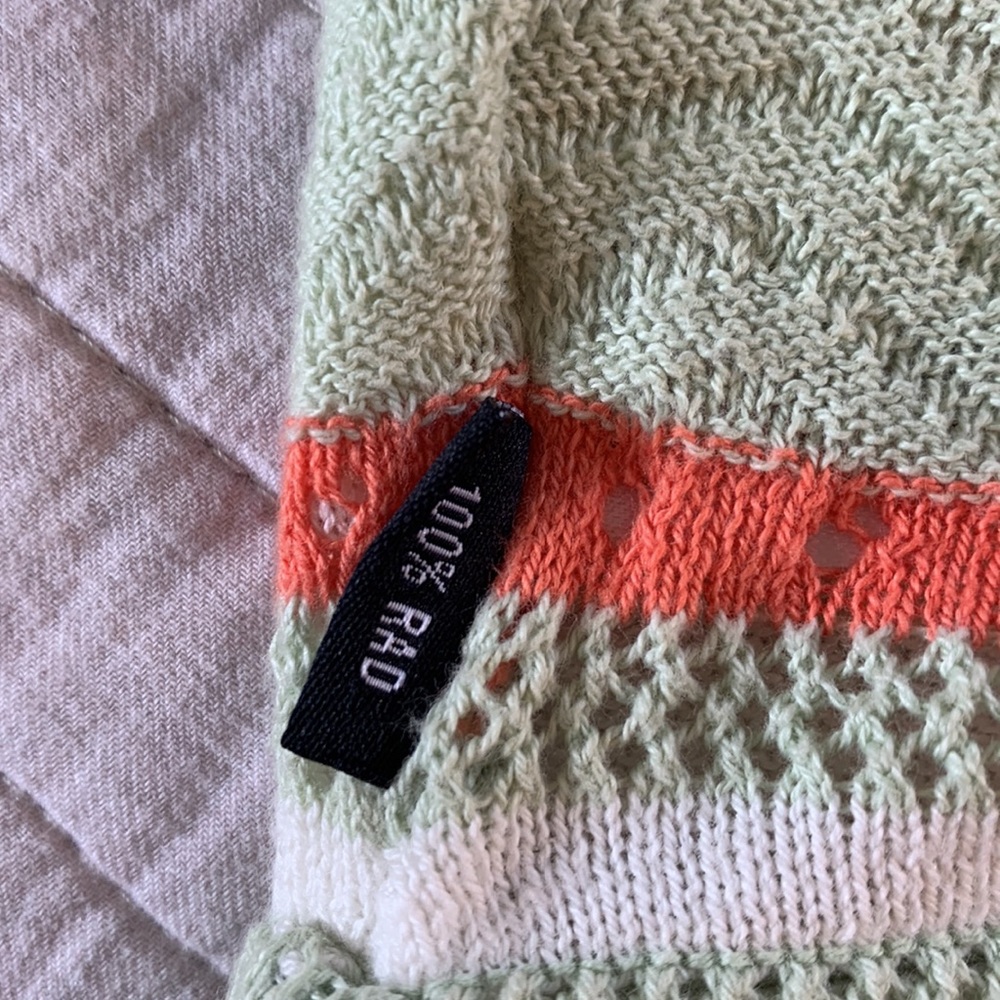 Rvca Y2K Ashley Smith Green and orange striped crochet knit halter crop top L - Picture 4 of 8